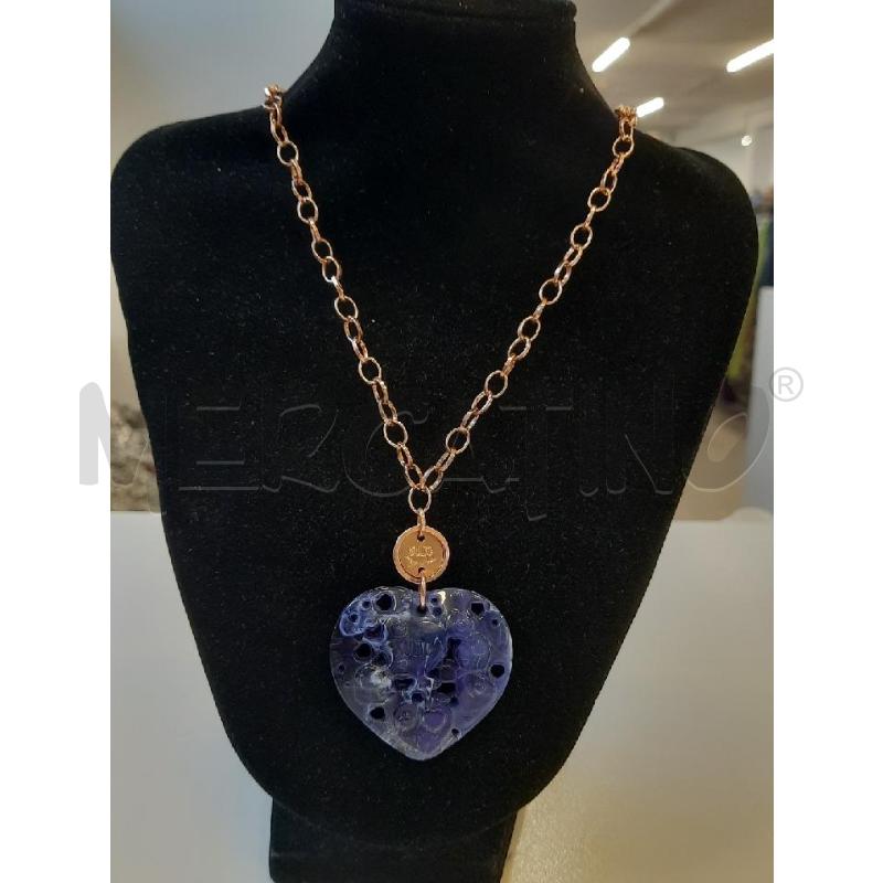 COLLANA KULTO DORATA PENDENTE CUORE BLU TRAF | Mercatino dell'Usato Roma rebibbia 1