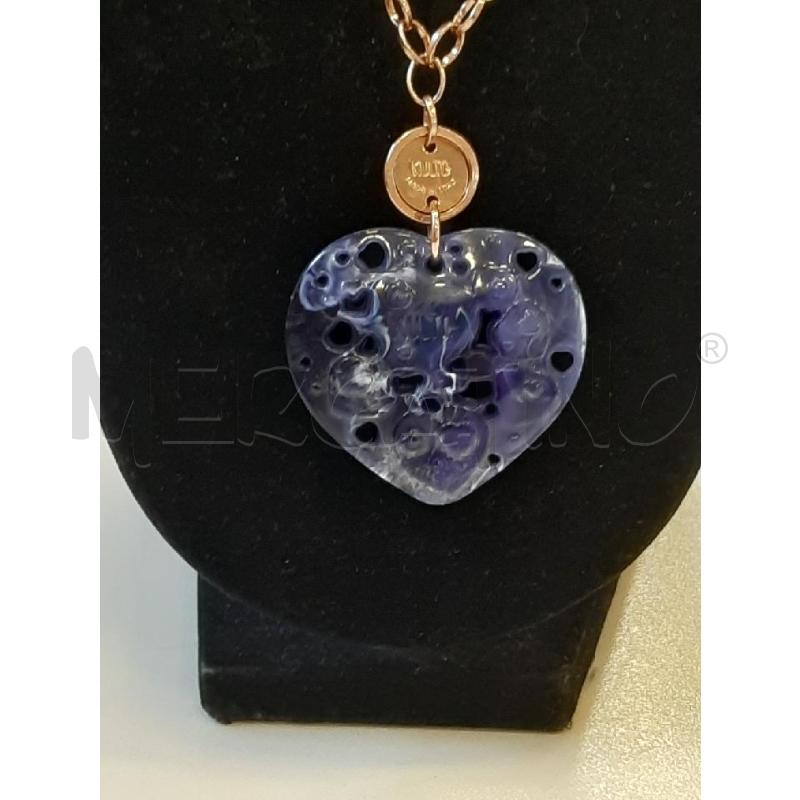 COLLANA KULTO DORATA PENDENTE CUORE BLU TRAF | Mercatino dell'Usato Roma rebibbia 2