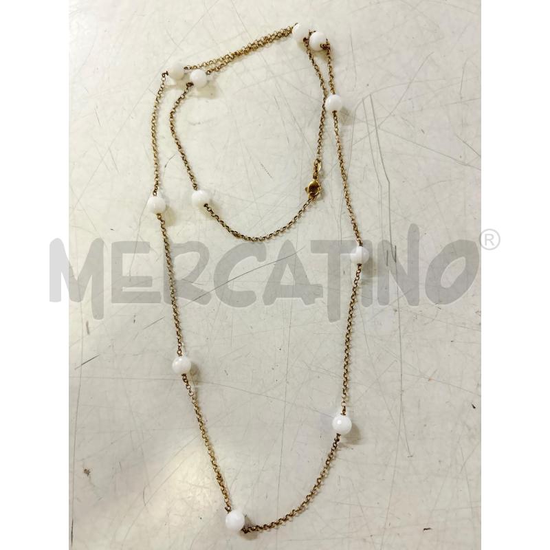 COLLANA LUNGA ARG DORATO SFERE BIANCHE  | Mercatino dell'Usato Roma rebibbia 1