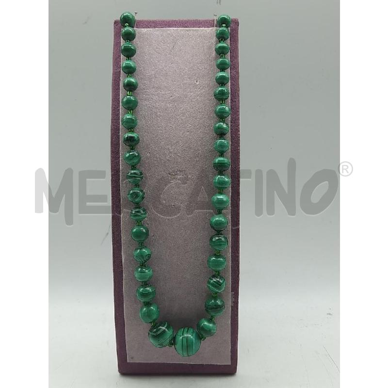 COLLANA MALACHITE VERDE PERLINE CENTRALI | Mercatino dell'Usato Roma rebibbia 1