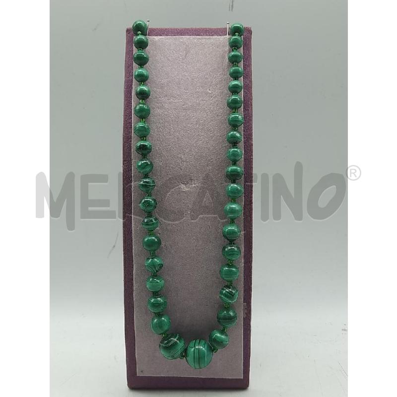 COLLANA MALACHITE VERDE PERLINE CENTRALI | Mercatino dell'Usato Roma rebibbia 2