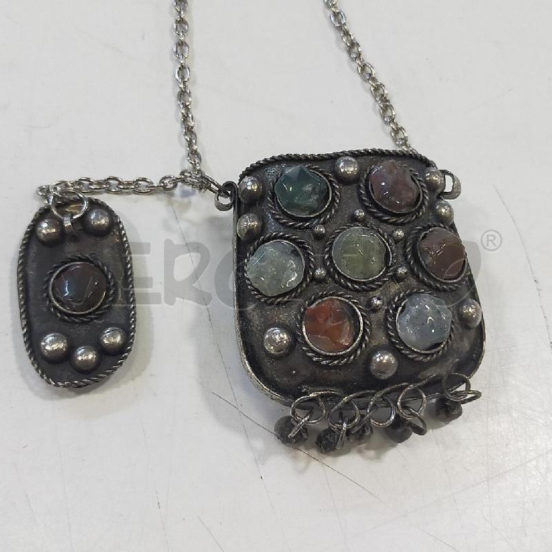 COLLANA METALLO CROMO PIETRE COLORATE | Mercatino dell'Usato Roma rebibbia 2