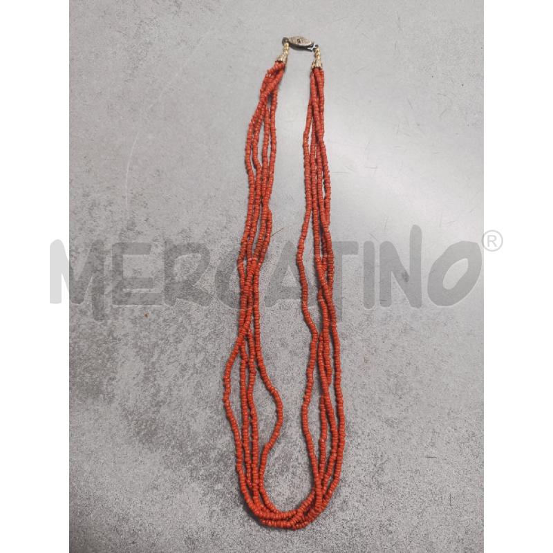 COLLANA MULTIFILO CORALLO ROSSO CERCHIETTI  | Mercatino dell'Usato Roma rebibbia 1