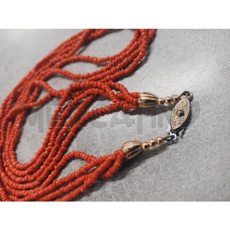 COLLANA MULTIFILO CORALLO ROSSO CERCHIETTI  | Mercatino dell'Usato Roma rebibbia 2