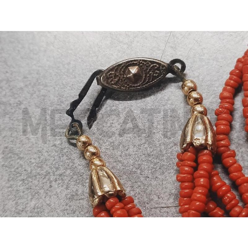 COLLANA MULTIFILO CORALLO ROSSO CERCHIETTI  | Mercatino dell'Usato Roma rebibbia 3