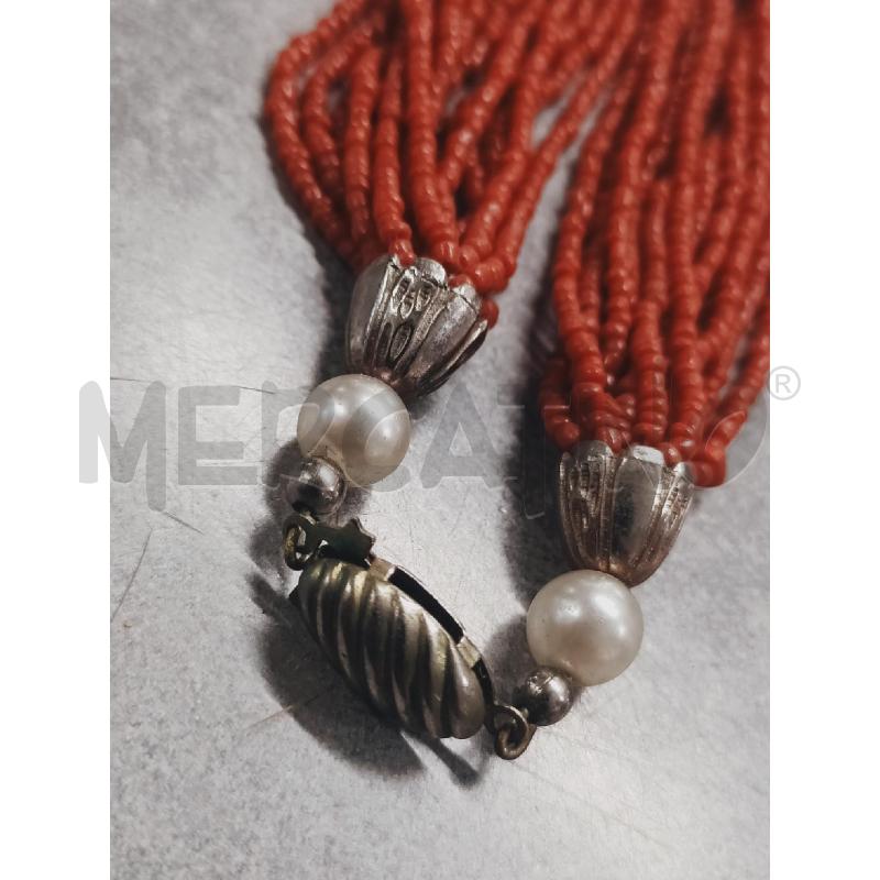 COLLANA MULTIFILO CORALLO ROSSO PERLA  | Mercatino dell'Usato Roma rebibbia 2