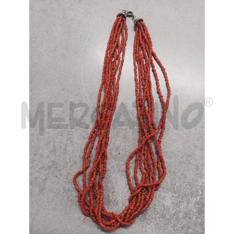 COLLANA MULTIFILO CORALLO ROSSO PERLINE  | Mercatino dell'Usato Roma rebibbia 1