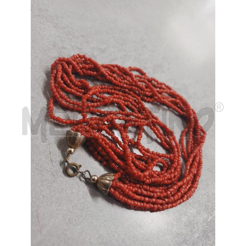 COLLANA MULTIFILO CORALLO ROSSO PERLINE  | Mercatino dell'Usato Roma rebibbia 2