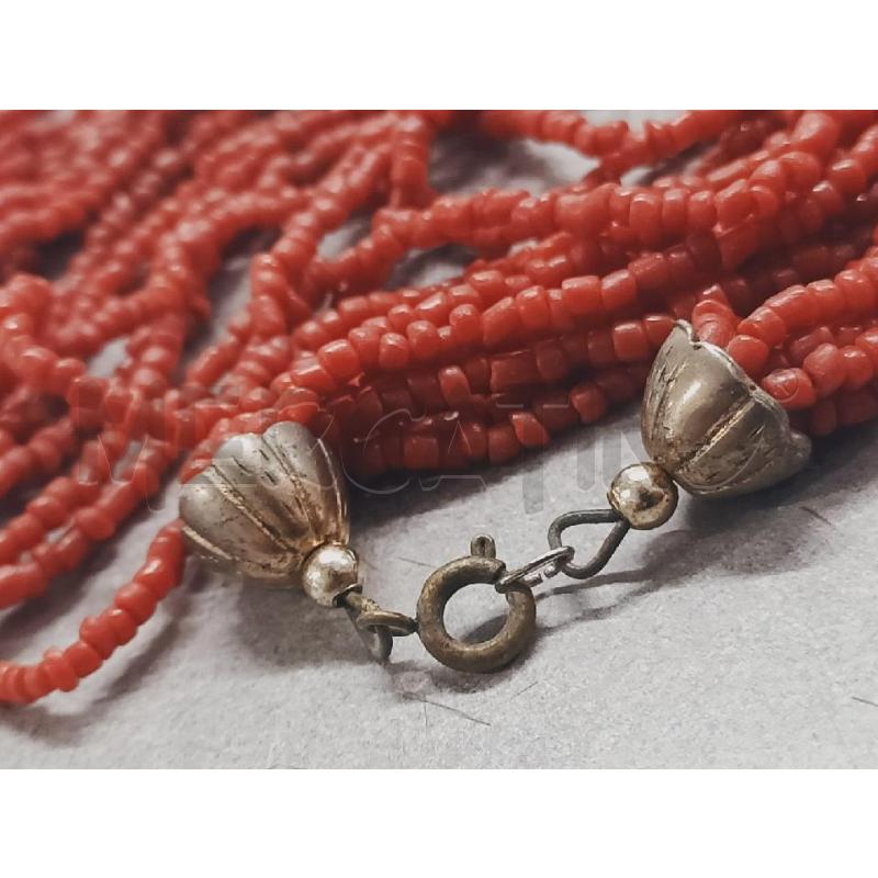 COLLANA MULTIFILO CORALLO ROSSO PERLINE  | Mercatino dell'Usato Roma rebibbia 3