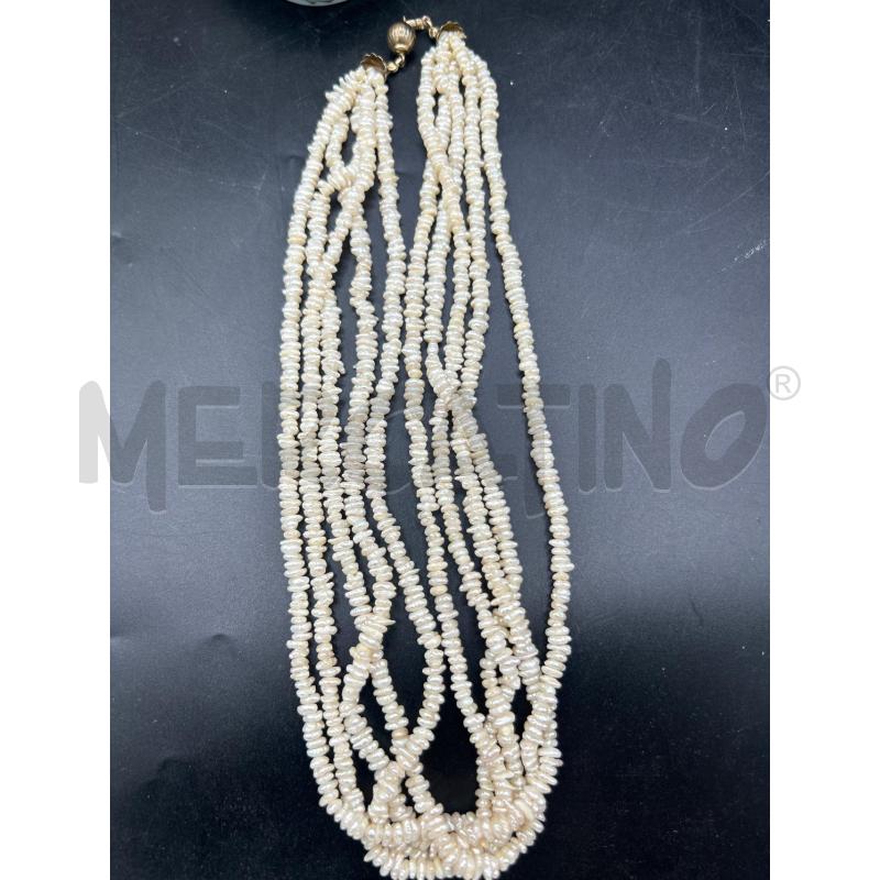 COLLANA MULTIFILO MICRO PERLINE BEIGE | Mercatino dell'Usato Roma rebibbia 1
