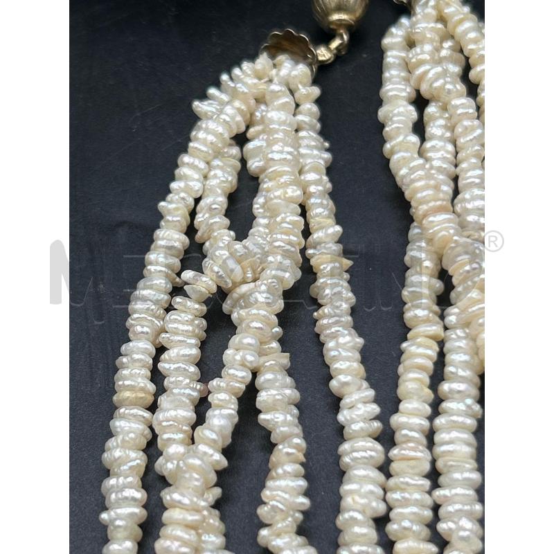 COLLANA MULTIFILO MICRO PERLINE BEIGE | Mercatino dell'Usato Roma rebibbia 2