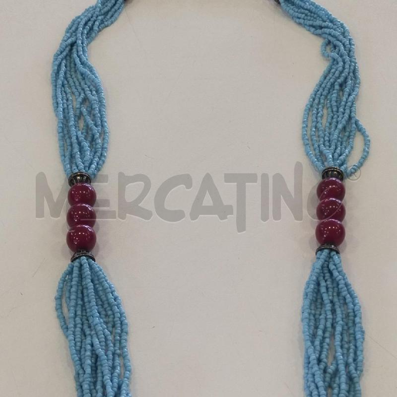COLLANA MULTIFILO PASTA TURCHESE PENDENTE TRIANGOLO CROMO SFERE BLU | Mercatino dell'Usato Roma rebibbia 3