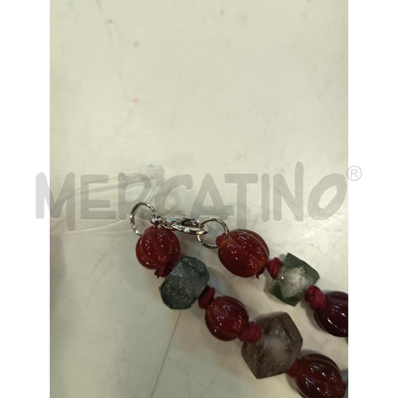 COLLANA PIETRE GRIGIE TRASPARENTI E ROSSE | Mercatino dell'Usato Roma rebibbia 3
