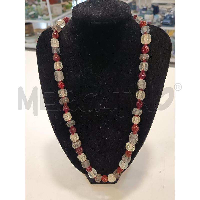 COLLANA PIETRE ROSSE E GRIGIE | Mercatino dell'Usato Roma rebibbia 1