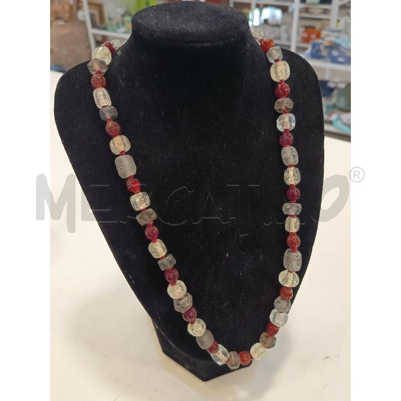 COLLANA PIETRE ROSSE E GRIGIE | Mercatino dell'Usato Roma rebibbia 2