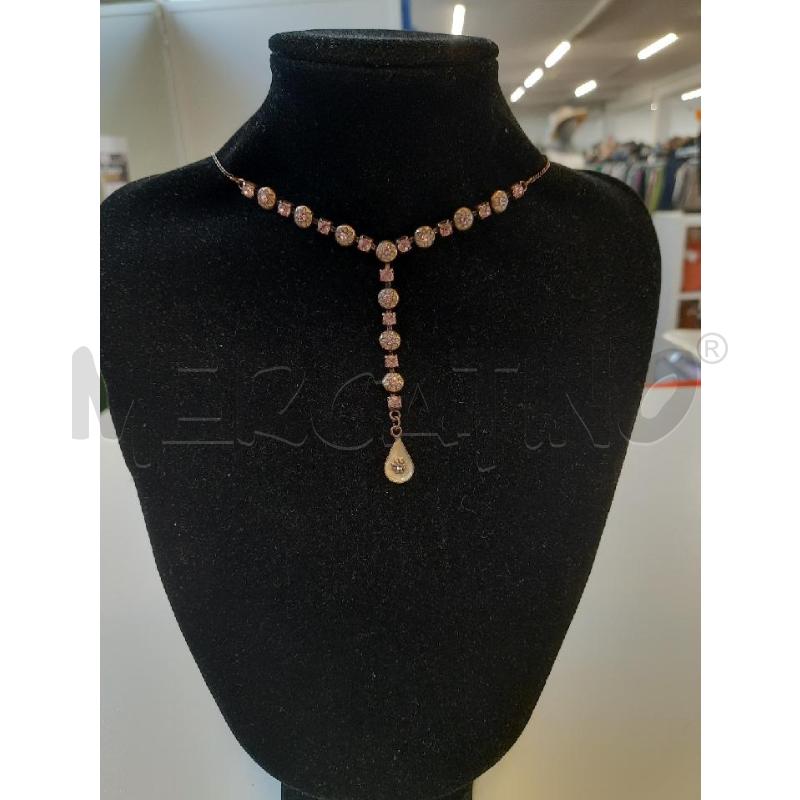 COLLANA RAMATA PENTENDE STRASS ROSA | Mercatino dell'Usato Roma rebibbia 1