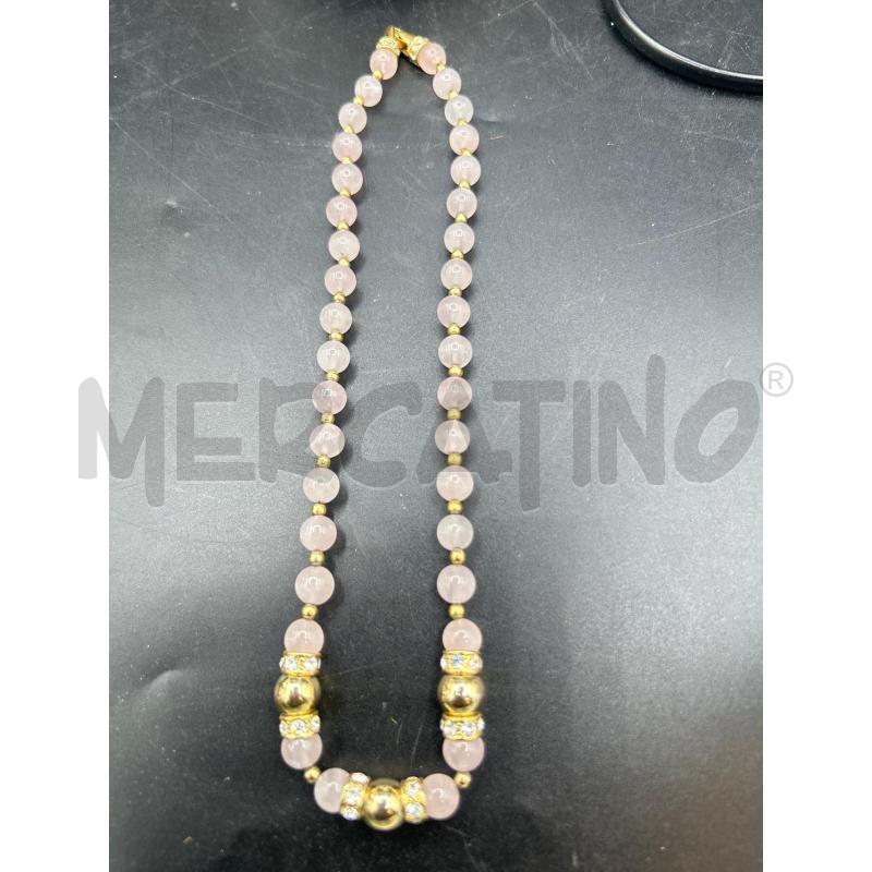 COLLANA SFERE ROSA MISCRO SFERE DORATE STRASS | Mercatino dell'Usato Roma rebibbia 1