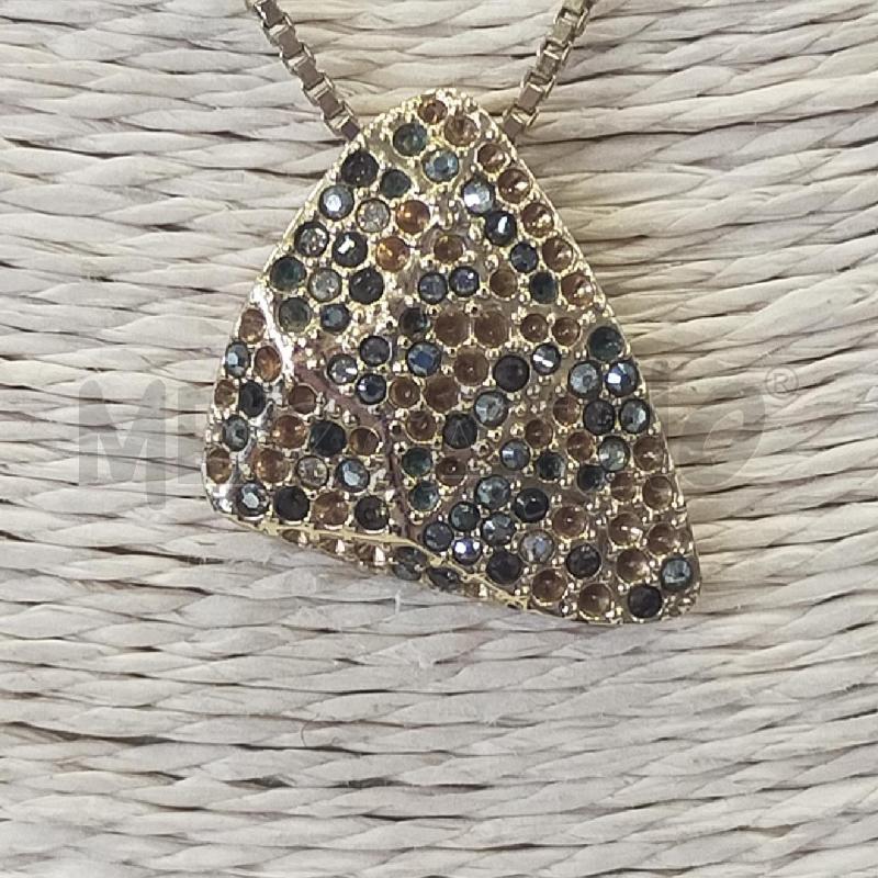 COLLANA SWAROVSKI DORATA PENDENTE TRIANGOLO STRASS | Mercatino dell'Usato Roma rebibbia 2
