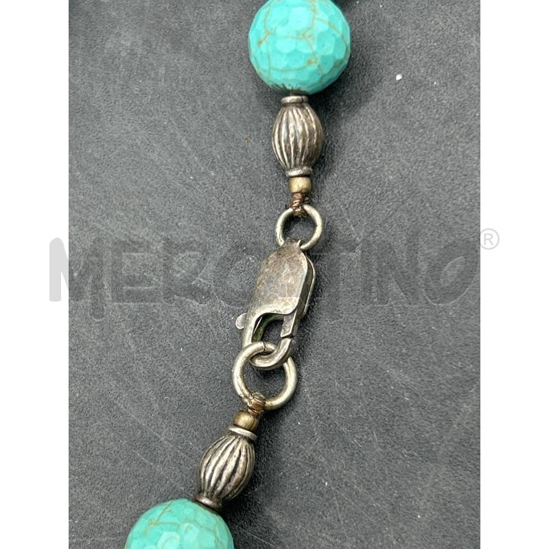 COLLANA TURCHESE MICRO SFERE SFACCETTATO BRIOLE CHIUSURA ARG  | Mercatino dell'Usato Roma rebibbia 3