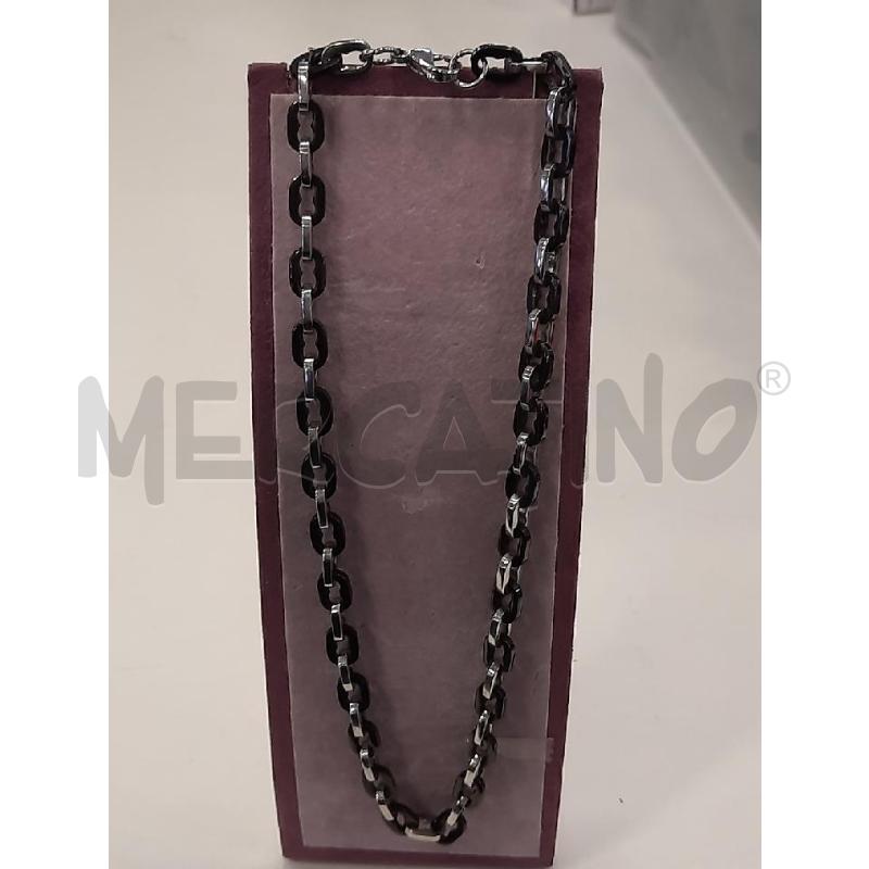 COLLANA UOMO INTRECCIATA NERA CROMO | Mercatino dell'Usato Roma rebibbia 1