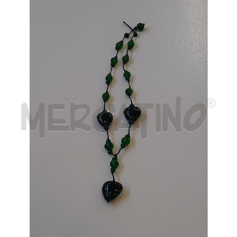 COLLANA VETRO VERDE PENDENTI CUORI | Mercatino dell'Usato Roma rebibbia 2