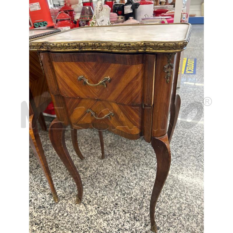 COMODINI COPPIA LEGNO DEC OTTONE PIANO MARMO BIANCO 2C | Mercatino dell'Usato Roma rebibbia 2