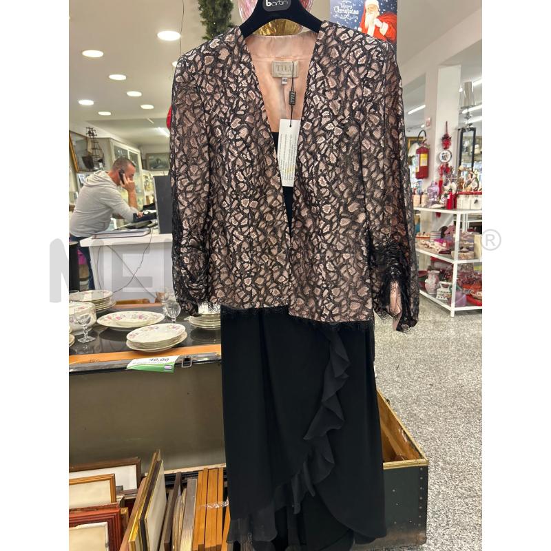 COMPLETO DONNA TILU' GIACCA ROSA ANTICO PIZZO NERO+VESTITO LUNGO NERO TG 48 | Mercatino dell'Usato Roma rebibbia 1