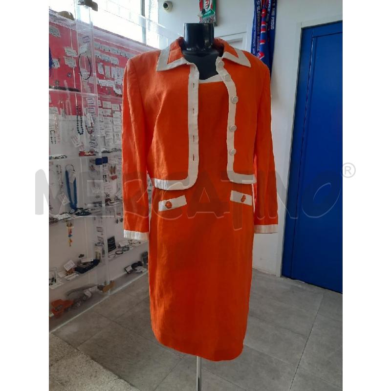 COMPLETO DONNA VESTITO GIACCA ESCADA ARANCIONE FASCIA BIANCA | Mercatino dell'Usato Roma rebibbia 1