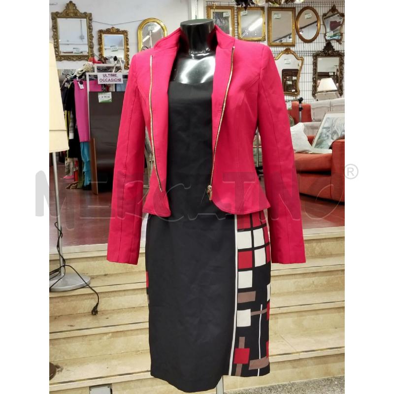 COMPLETO DONNA VESTITO NERO QUADRETTI GIACCA ROSSA EDAS | Mercatino dell'Usato Roma rebibbia 1