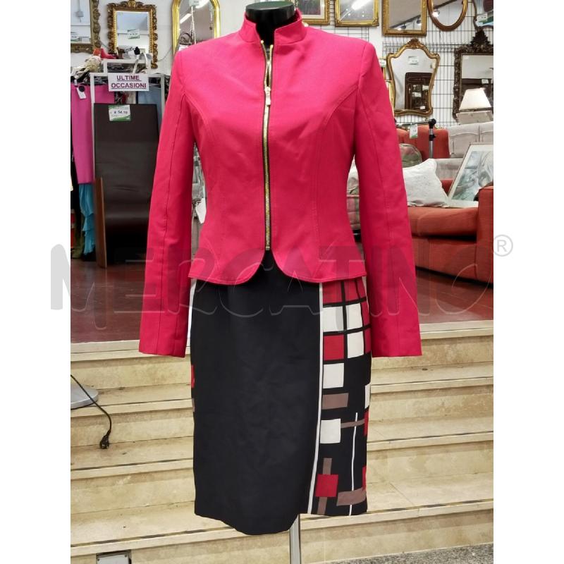 COMPLETO DONNA VESTITO NERO QUADRETTI GIACCA ROSSA EDAS | Mercatino dell'Usato Roma rebibbia 3