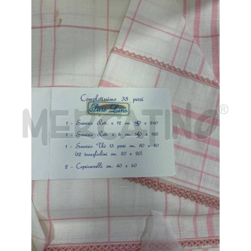 COMPLETO LINO TOVAGLIE 4PZ QUADRI ROSA BIANCO | Mercatino dell'Usato Roma rebibbia 2