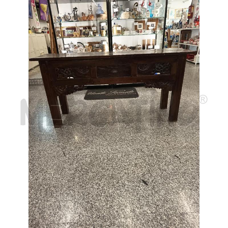 CONSOLLE LEGNO SCURO LAVORATO 1 CASSETTO | Mercatino dell'Usato Roma rebibbia 1