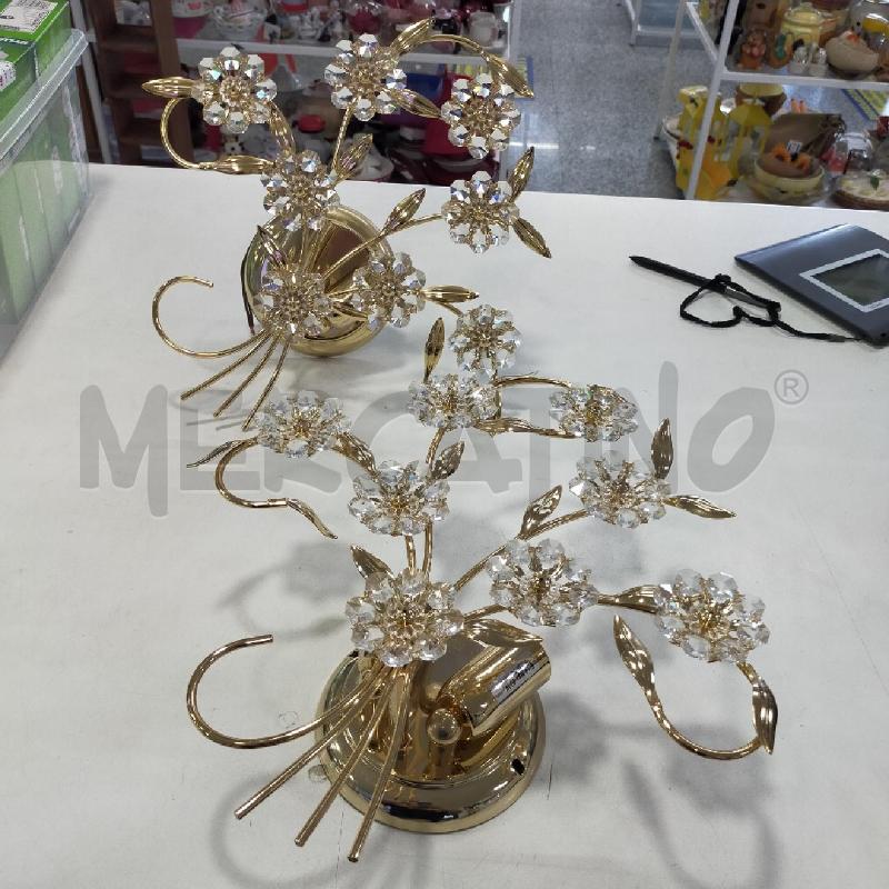 COPPIA APLIQUE OTTONE DOTARO FIORI STRASS | Mercatino dell'Usato Roma rebibbia 1