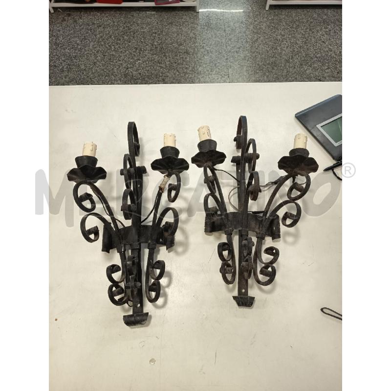 COPPIA APPLIQUE FERRO BATTUTO NERO 2L | Mercatino dell'Usato Roma rebibbia 1