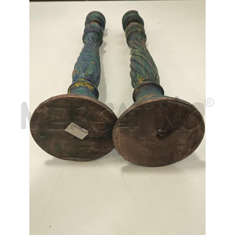 COPPIA CANDELABRI LEGNO DIPINTI VERDI DA RIV | Mercatino dell'Usato Roma rebibbia 4