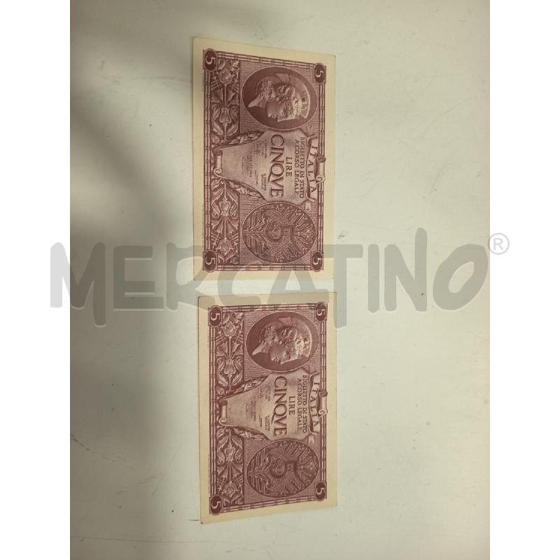 COPPIA CINQUE LIRE CONSECUTIVE 1944 | Mercatino dell'Usato Roma rebibbia 1