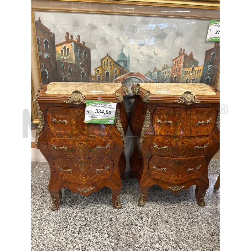 COPPIA COMODINI INTARS.3/C PIANO MARMO | Mercatino dell'Usato Roma rebibbia 1