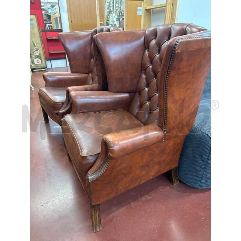 COPPIA POLTRONE CHESTERFIELD PELLE MARRONE DA RIV | Mercatino dell'Usato Roma rebibbia 2