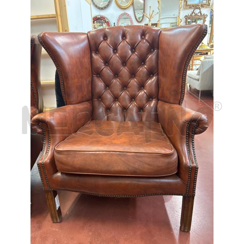 COPPIA POLTRONE CHESTERFIELD PELLE MARRONE DA RIV | Mercatino dell'Usato Roma rebibbia 3