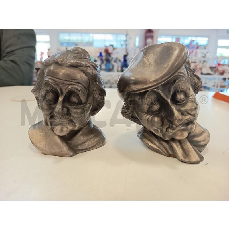  COPPIA SCULTURE TESTE ANZIANI PELTRO | Mercatino dell'Usato Roma rebibbia 1