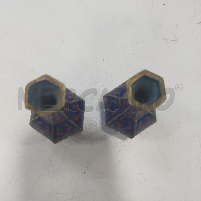 COPPIA VASETTI CLOISONNE BLU ROSSI BIANCHI | Mercatino dell'Usato Roma rebibbia 2