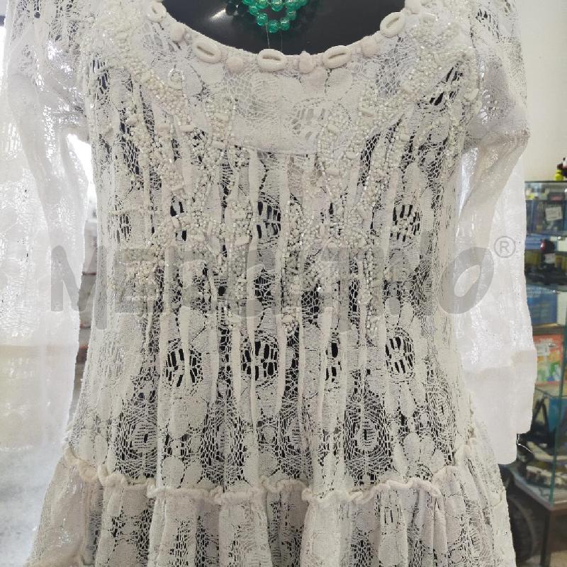 COPRI COSTUME ANTICA SARTORIA BIANCO LAVORATO PERLINE  | Mercatino dell'Usato Roma rebibbia 2
