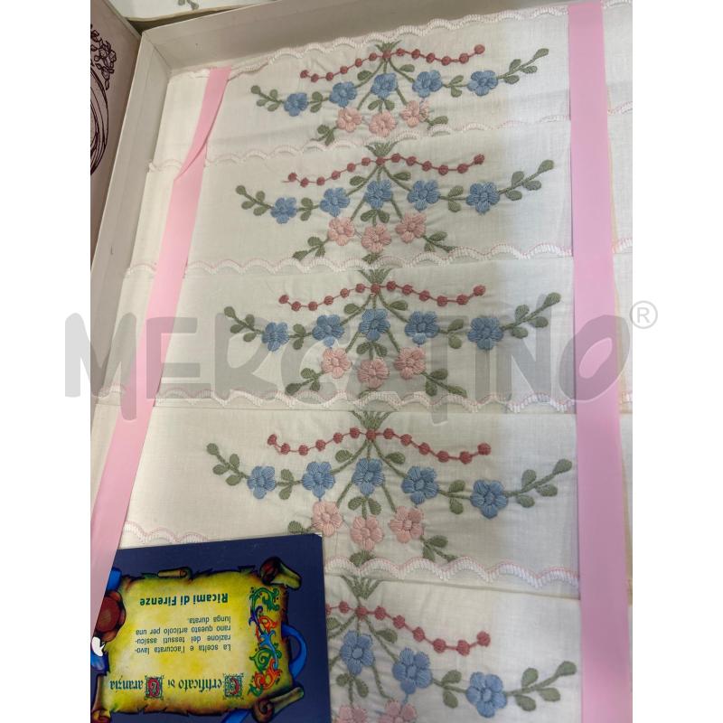 CORREDO 6PZ BIANCO FIORI RICAMATI ARTE FIORENTINA | Mercatino dell'Usato Roma rebibbia 2