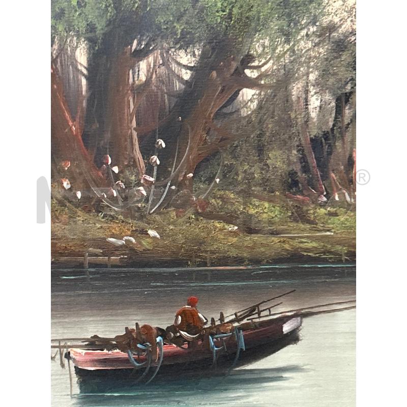 DIPINTO BARCA SU FIUME C/DOR | Mercatino dell'Usato Roma rebibbia 2