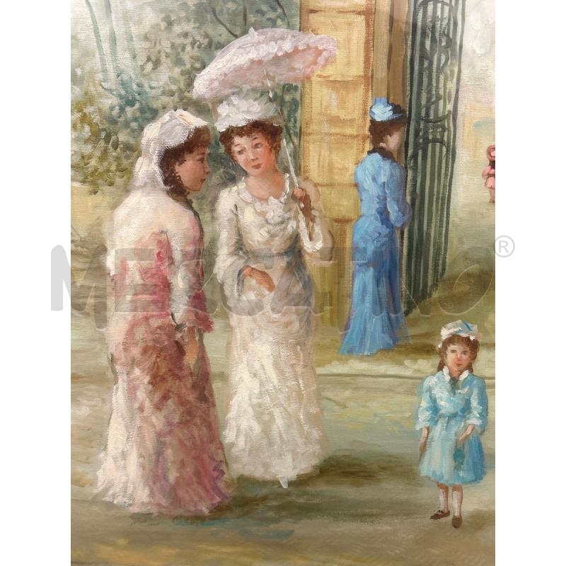 DIPINTO DONNE CON OMBRELLINO C DOR | Mercatino dell'Usato Roma rebibbia 2