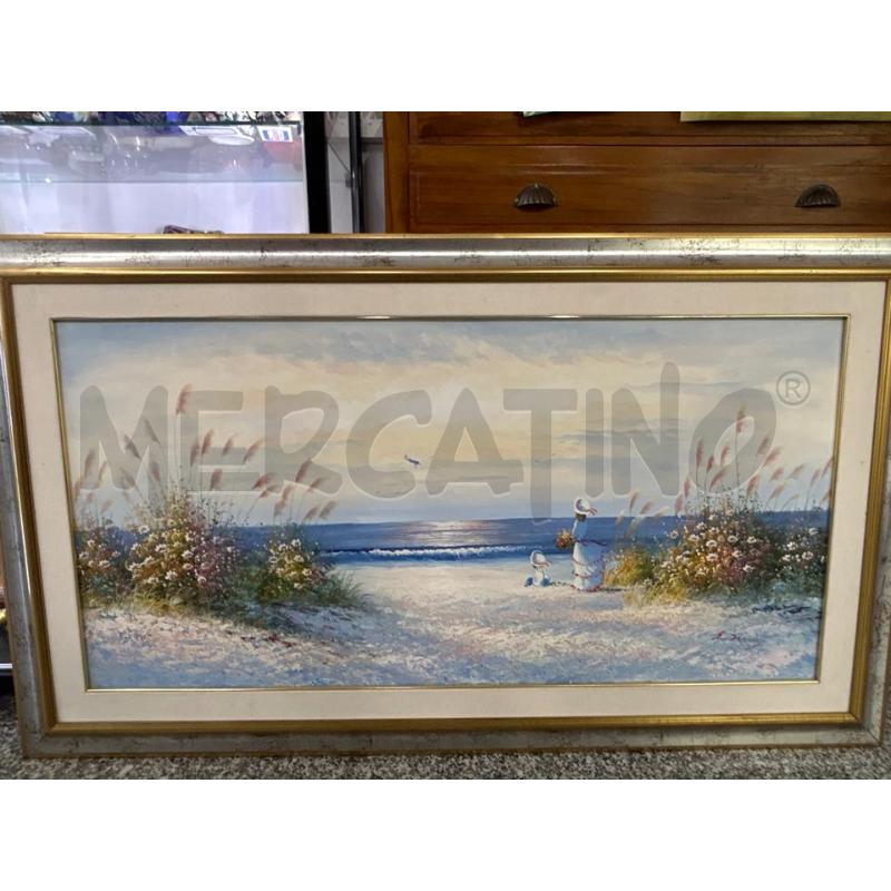 DIPINTO GRANDE MADRE FIGLIA IN SPIAGGIA 143X84 | Mercatino dell'Usato Roma rebibbia 1