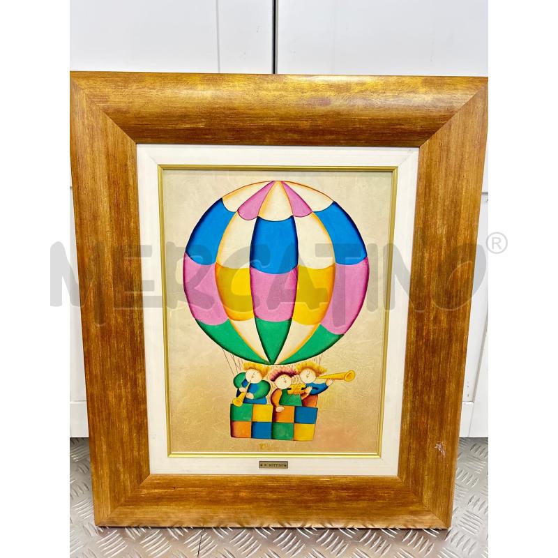 DIPINTO MONGOLFIERA FIRMA WILLIAMS BOTTINO C/LEGNO 40X50 | Mercatino dell'Usato Roma rebibbia 1