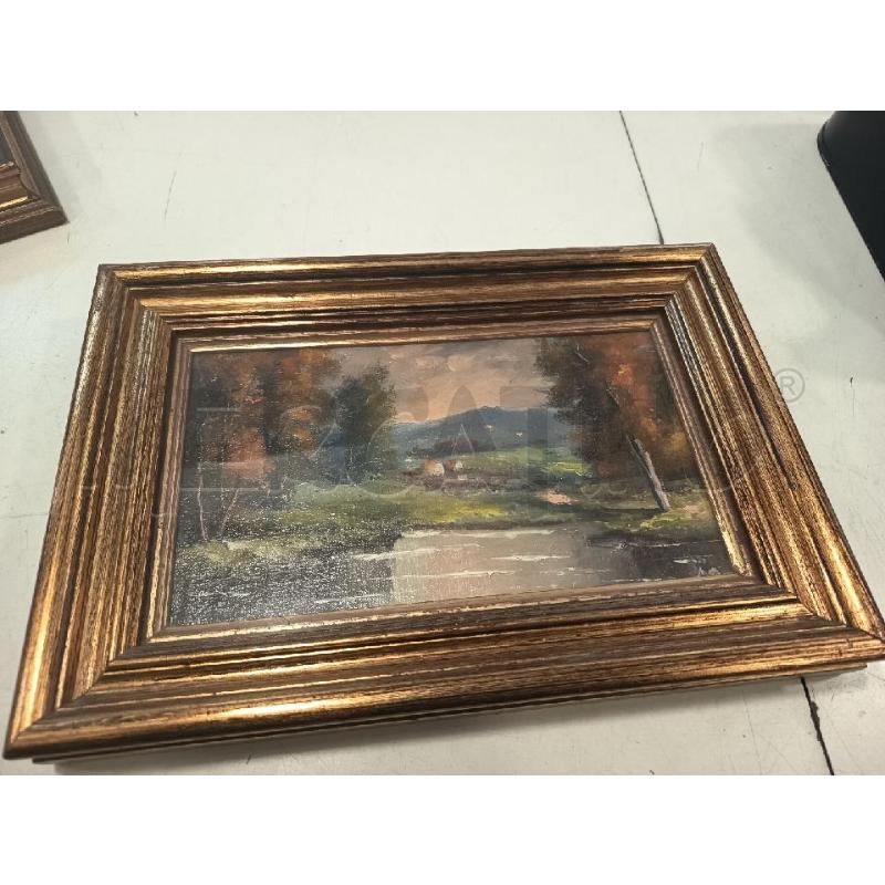 DIPINTO PICCOLO PAESAGGIO SFOCATO C DOR 28X19 | Mercatino dell'Usato Roma rebibbia 1