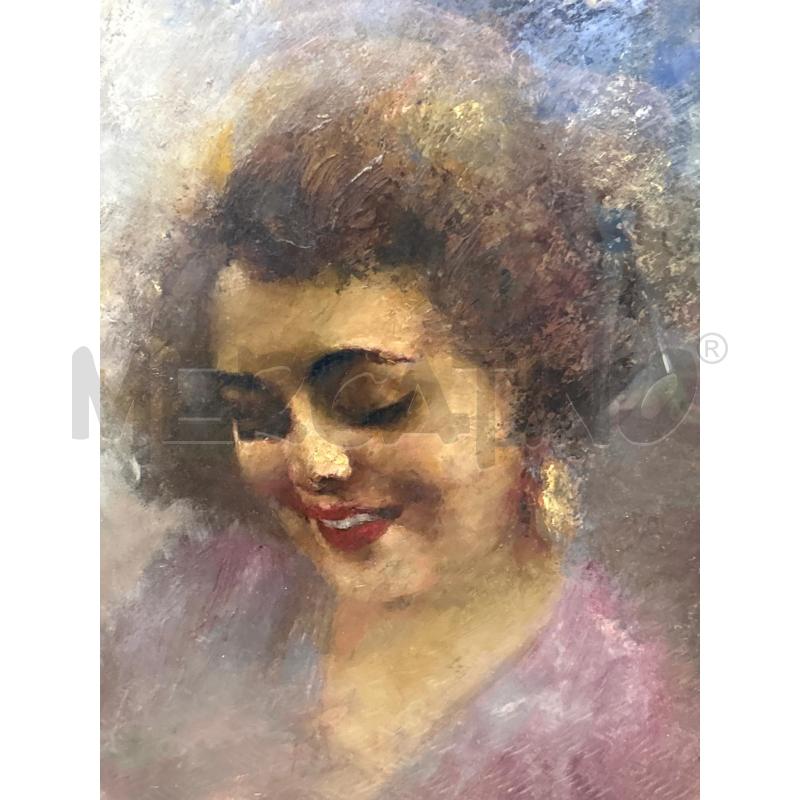 DIPINTO RITRATTO DONNA CON FIORI PAGNOTTA | Mercatino dell'Usato Roma rebibbia 2