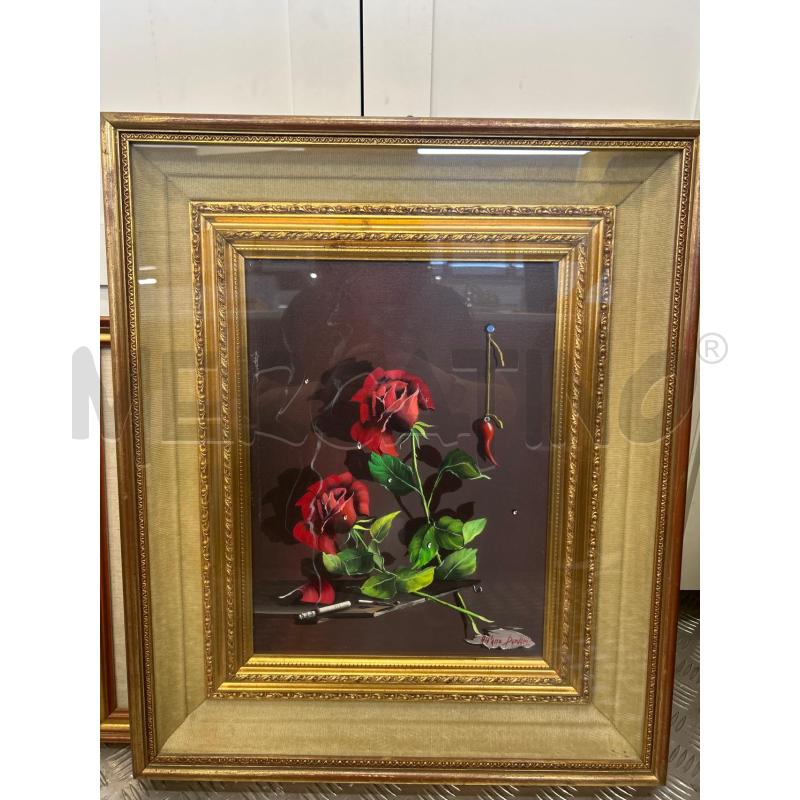 DIPINTO ROSE ROSSE ALFANO DARDARI C DOR 65X55 | Mercatino dell'Usato Roma rebibbia 1